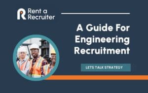 Image of three engineers on a dark background with report title: Engineering Recruitment Guide