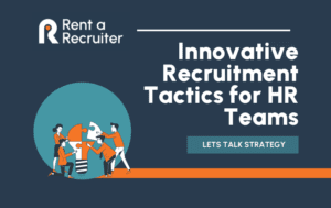 Dark Background, white text of report title: Innovative Recruitment Tactics for HR Teams. Graphic showing a lightbulb puzzle being pieced together.
